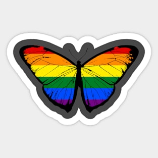 Vintage LGBTQ Pride Rainbow Flag of Butterfly Moth | Support LGBTQ Community and Stand with LGBTQ+ Sticker